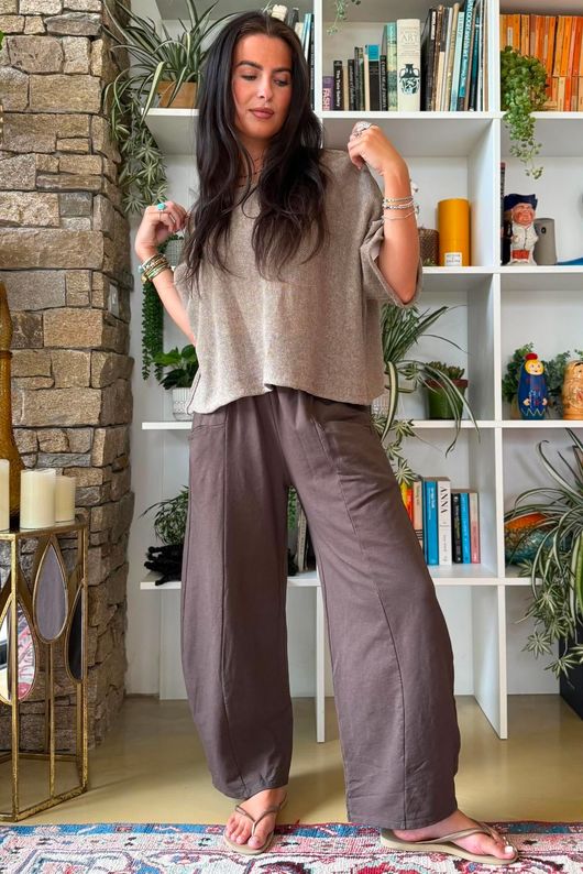 Lagen Relaxed Barrel Pant Chocolate